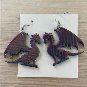 3D Printed Purple and Blue Dragon‎ Dangle Earringd
